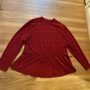 Women Burgundy lace peplum Lane Bryant Blouse!!!
